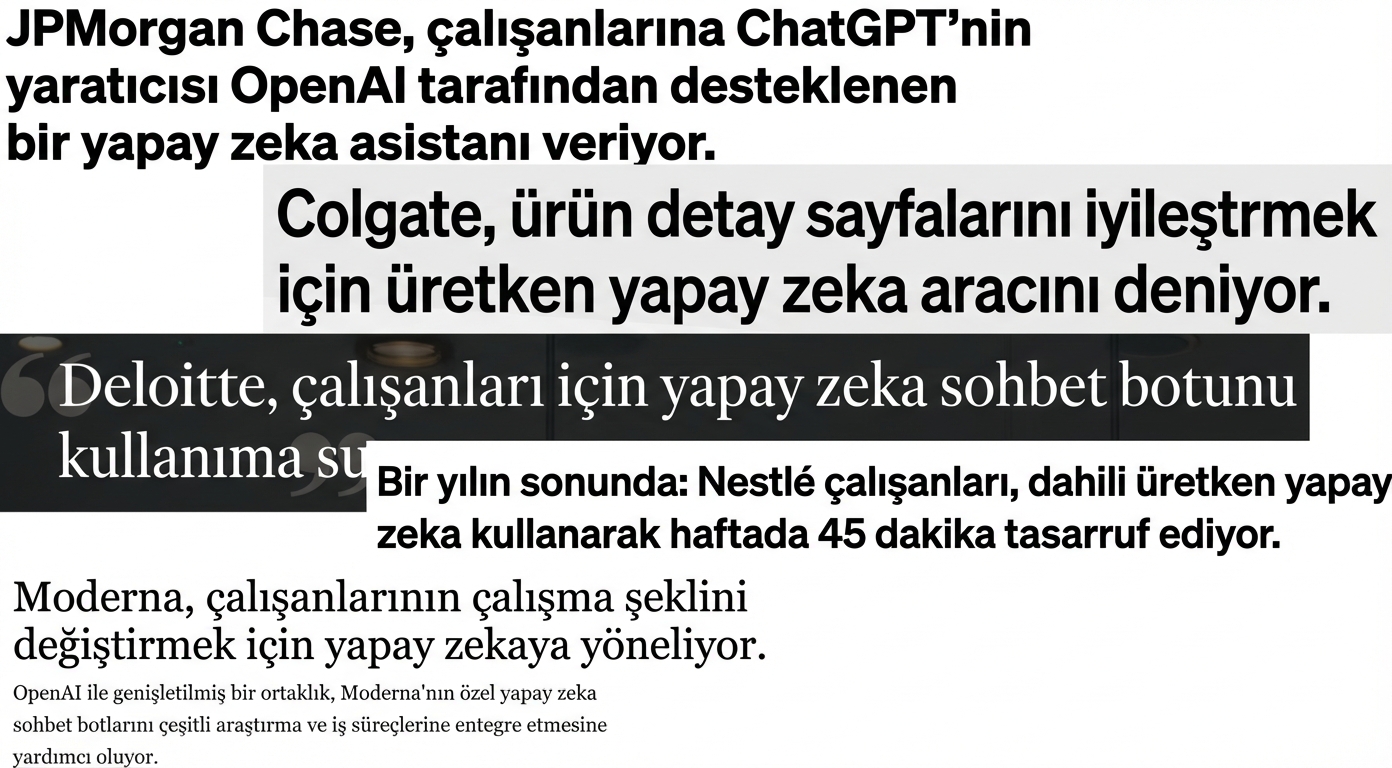 GPT modellerini geliştiren ve benimseyen işletmelere dair haber manşetleri