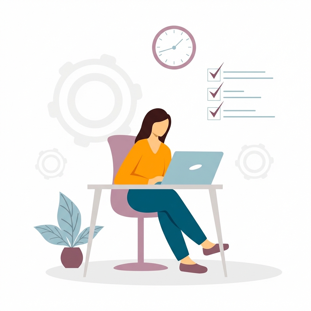 Masa başında dizüstü bilgisayarla belge okuyan kişi