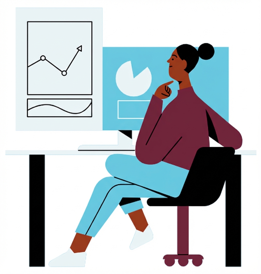 Masa başında grafik inceleyen kişi