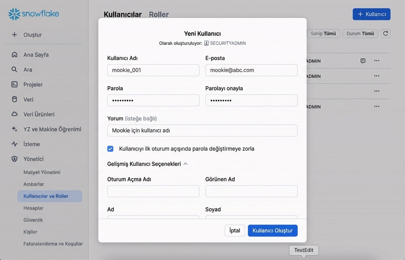 Yeni bir kullanıcı oluşturma GIF'i