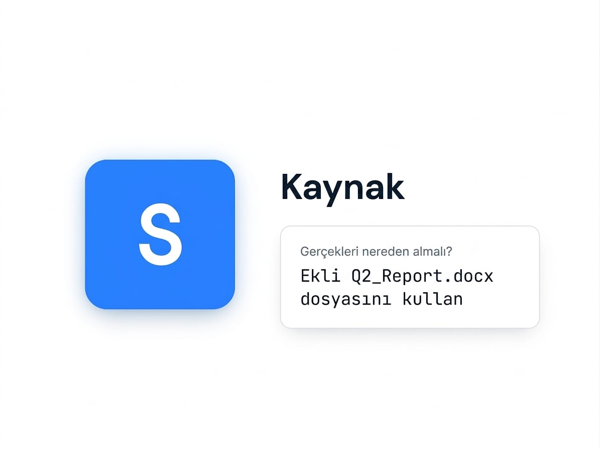 GCSE çerçevesindeki Source kutucuğu ve kısa bir örnek prompt