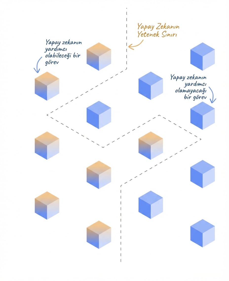 Yapay zekânın yapabildiği ve yapamadığı görevlerin bir sınırla ayrılması.