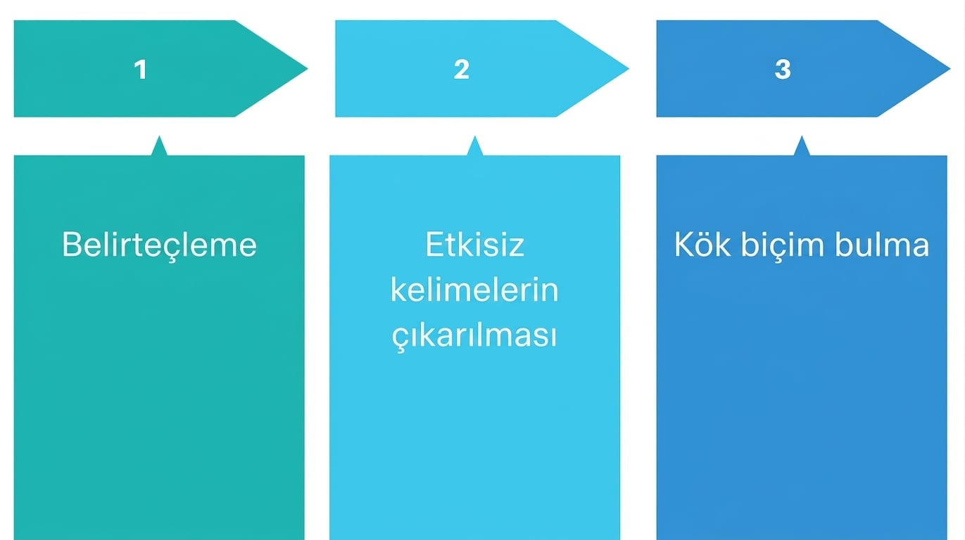 Metin ön işlemenin en yaygın üç adımı