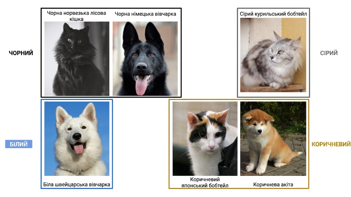 пси й коти за кольором