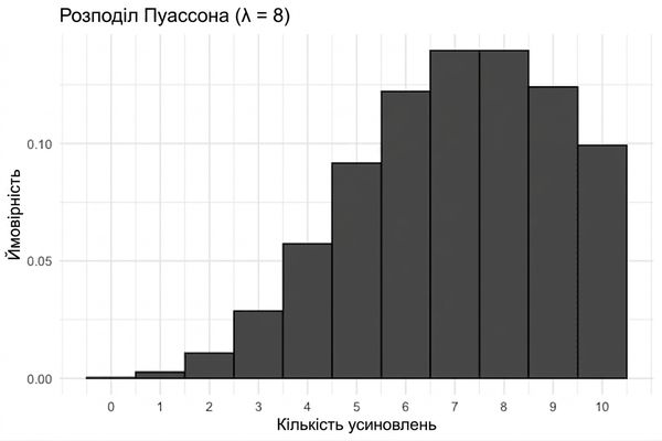 Розподіл Пуассона з lambda = 8