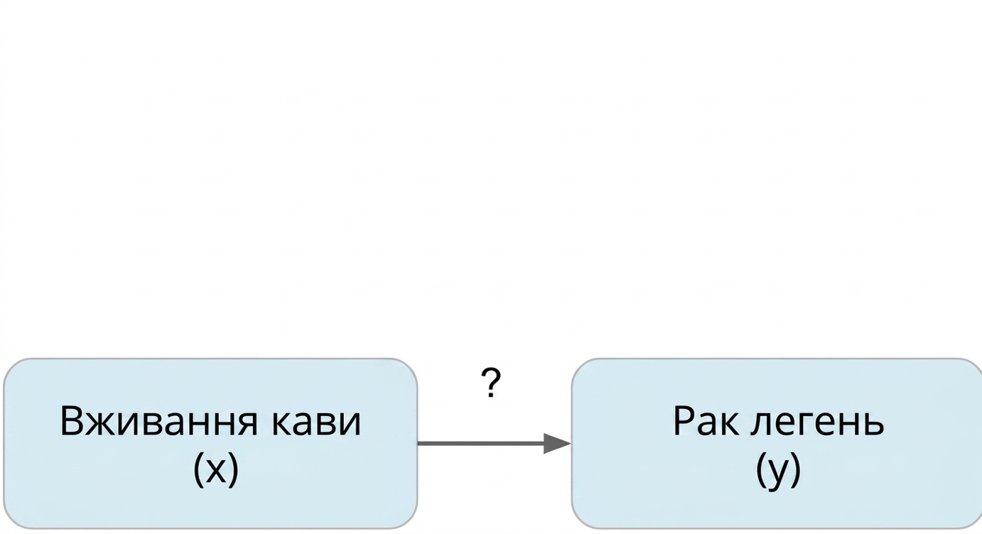 Вживання кави (x) вказує на рак легень (y)