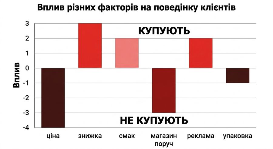 Стовпчики з негативним і позитивним впливом змінних