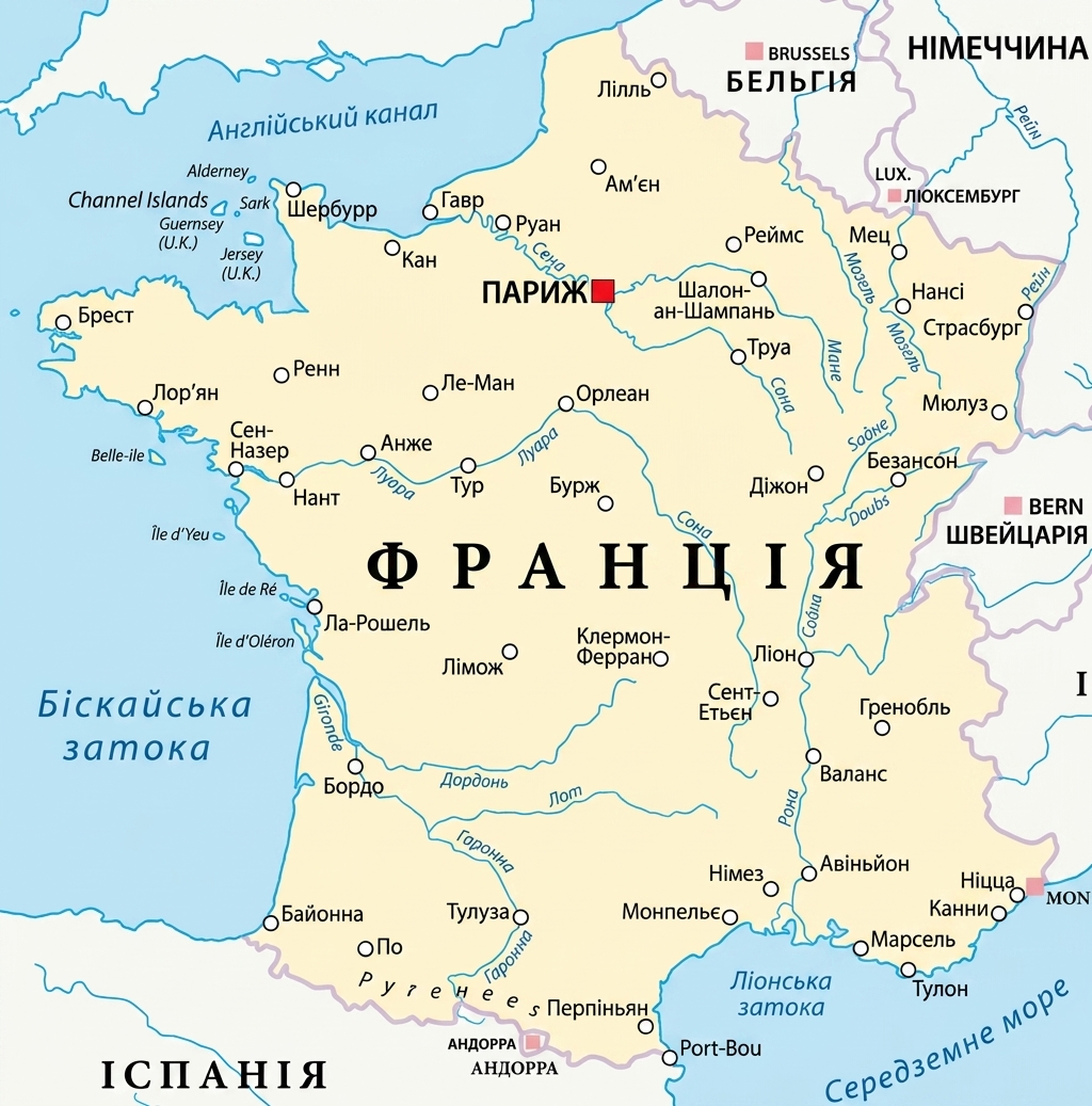 Карта Франції.