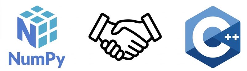 Графіка: логотипи NumPy і C тиснуть руки