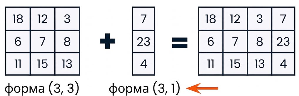 Масив 3×3 і масив 3×1, сумісні за формою та вимірністю
