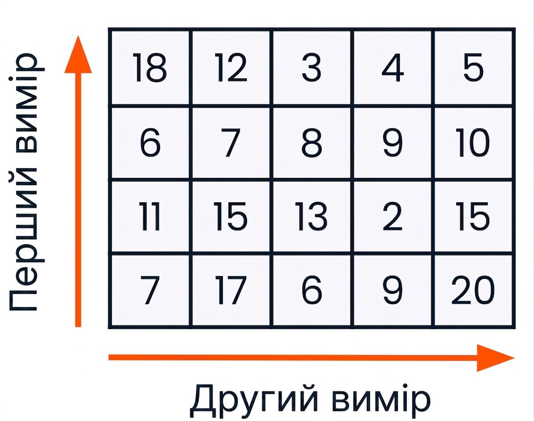 2D-масив із позначеними рядками й стовпцями