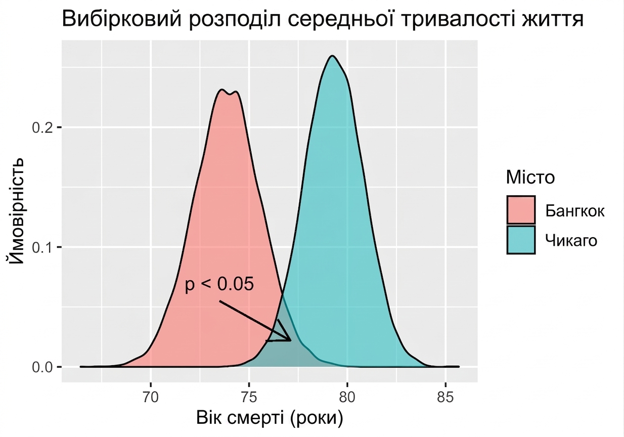 sampling_distribution_of_mean_life_expectancy_per_city_following_two_bell_curve_shapes_with_overlap_annotated.png