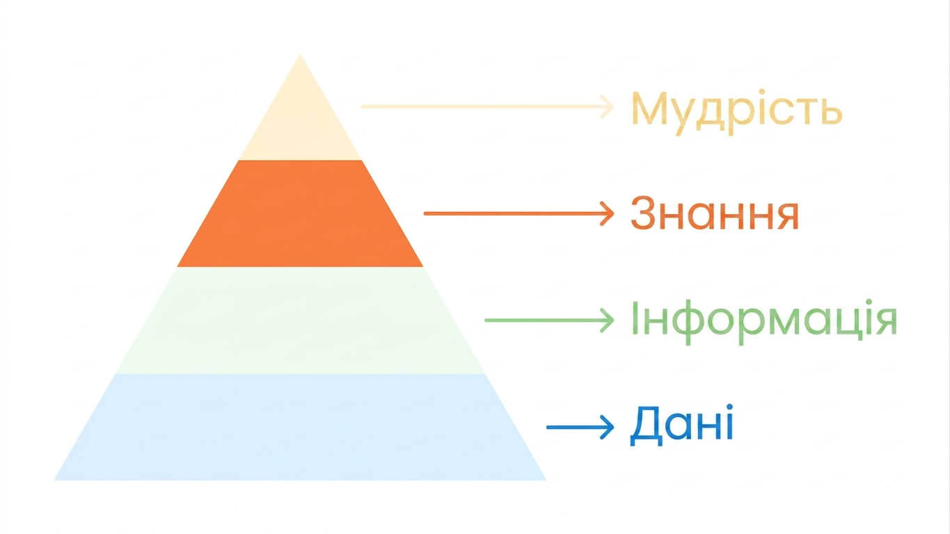 Піраміда DIKW з підсвіченими знаннями