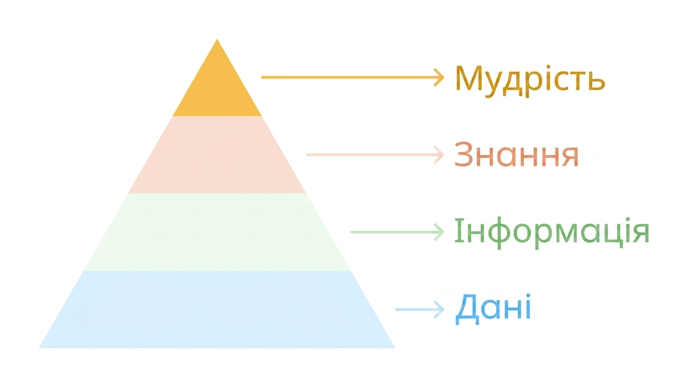 Піраміда DIKW з підсвіченою мудрістю