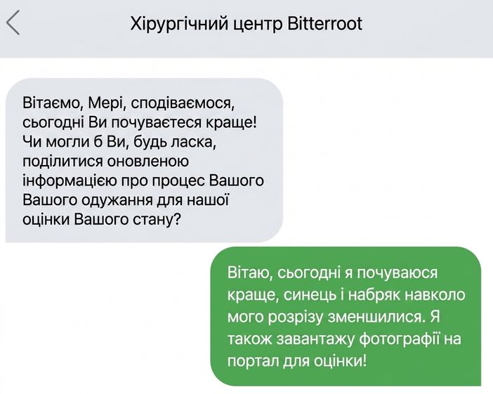 Графіка показує телефонне листування, де передано лише необхідну інформацію чітко й зрозуміло