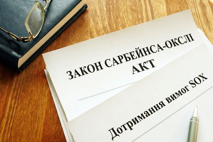 Фото документів із написами Sarbanes-Oxley Act та SOX Compliance