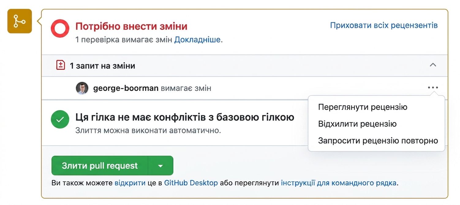 Вигляд для учасника, щоб повторно запросити рецензію.