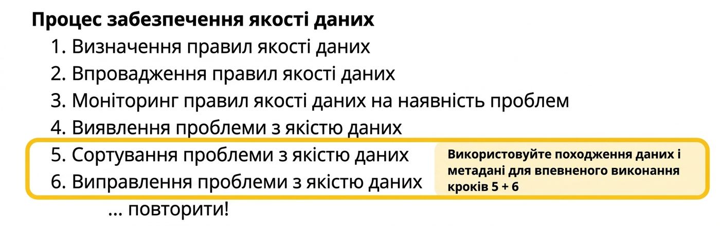 процес забезпечення якості даних з акцентом на сортування та усунення
