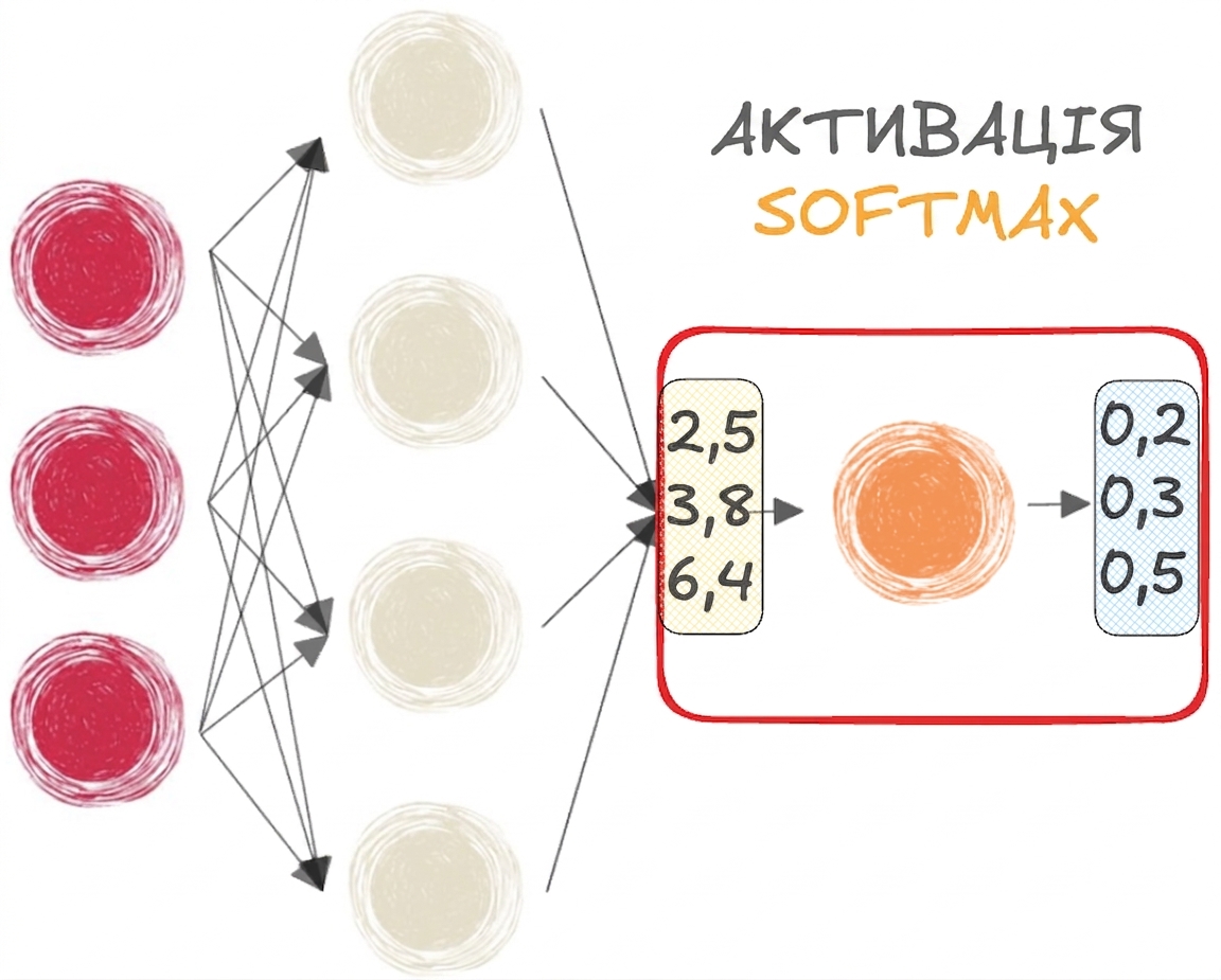 Нейромережа з функцією softmax