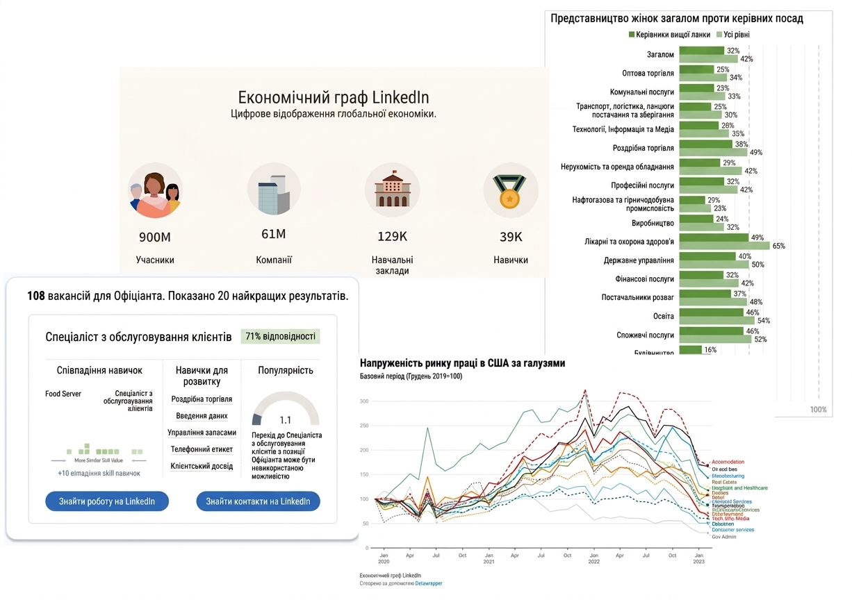 Колаж можливостей проєкту LinkedIn Economic Graph.