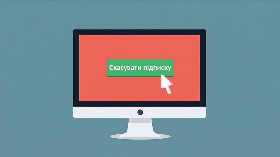 Ілюстрація екрана компʼютера з курсором над кнопкою «Unsubscribe».