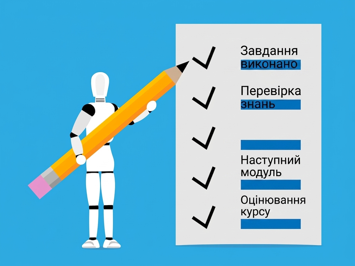 Зображення робота поруч зі списком перевірки.
