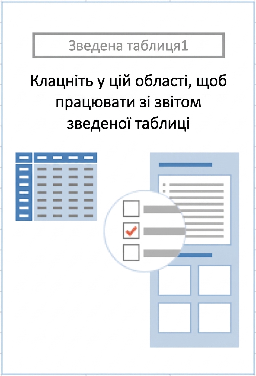 Контур заповнювача PivotTable з підказками, як створити зведену таблицю