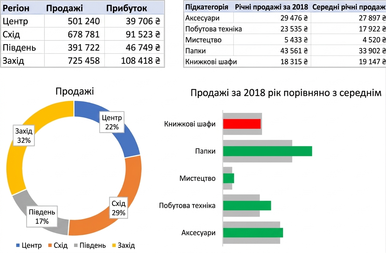 Приклади таблиць і діаграм для агрегованих даних