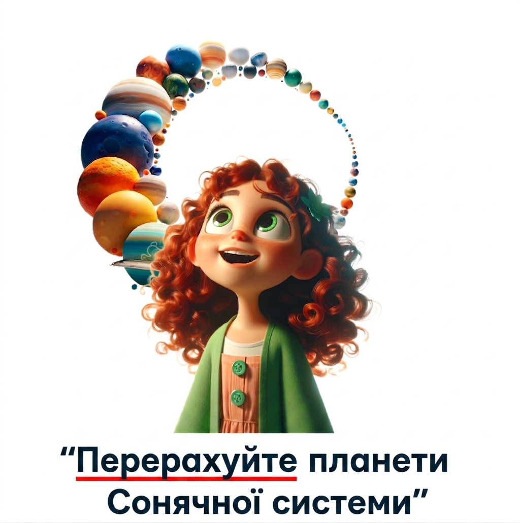 Молода людина з підказкою «list the plants of the solar system»