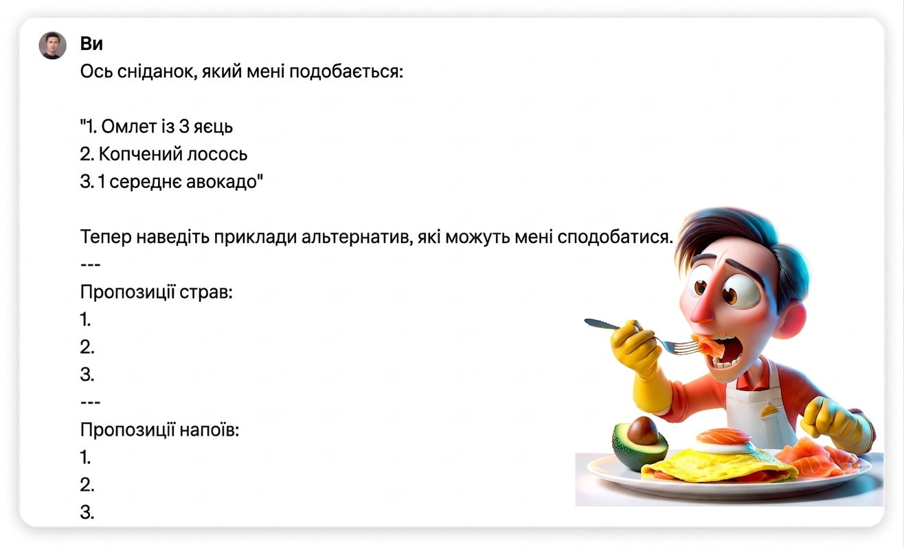 Мальована ілюстрація людини, що снідає