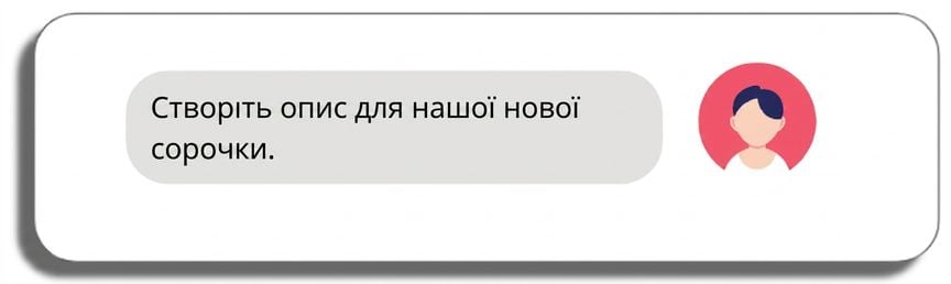 Напишіть опис товару для нашої нової сорочки, де виділено слова product description і new