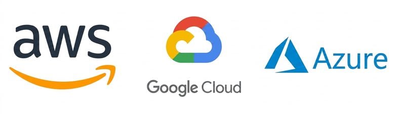 Логотипи хмарних провайдерів AWS, GCP і Azure