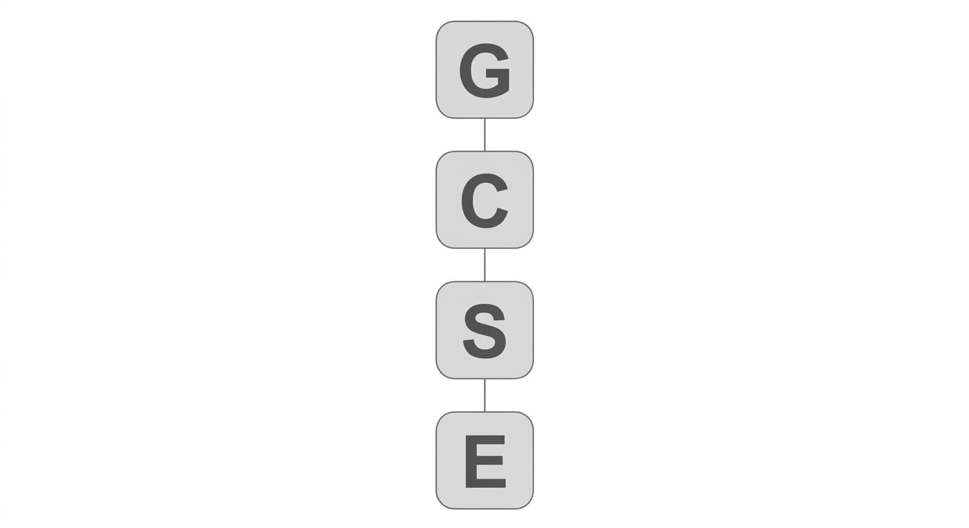 Чотири літери G, C, S і E з фреймворку GCSE для промптингу