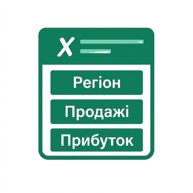 Ілюстрація аркуша Excel із підписаними стовпцями Region, Sales і Profit — чітка організація даних