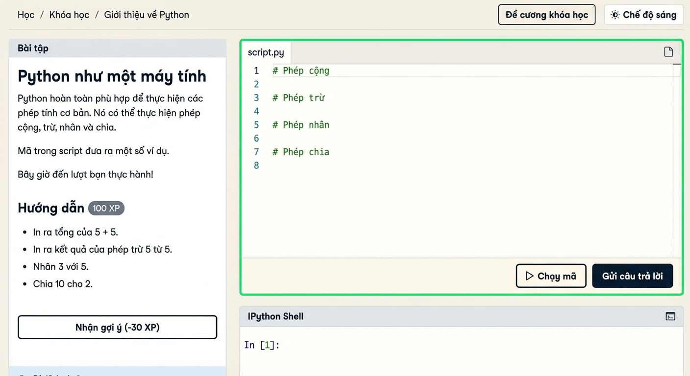 Python Script trong DataCamp