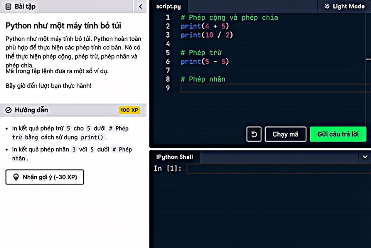 Giao diện DataCamp