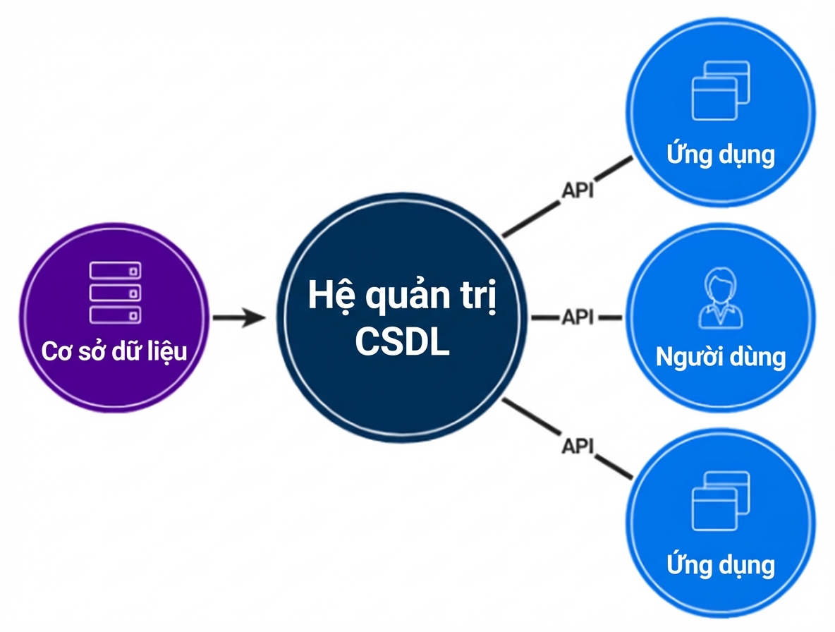 Sơ đồ DBMS làm giao diện giữa CSDL và người dùng cuối