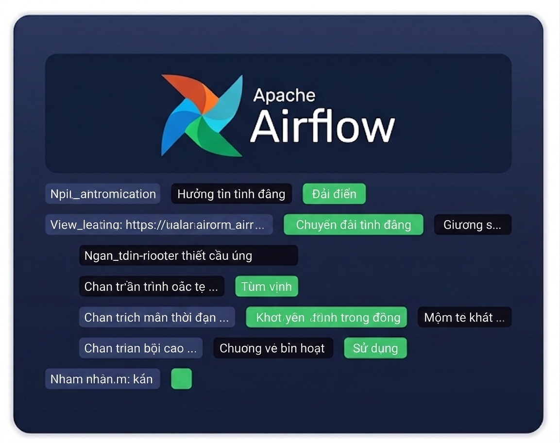 Terminal chạy công cụ dòng lệnh airflow