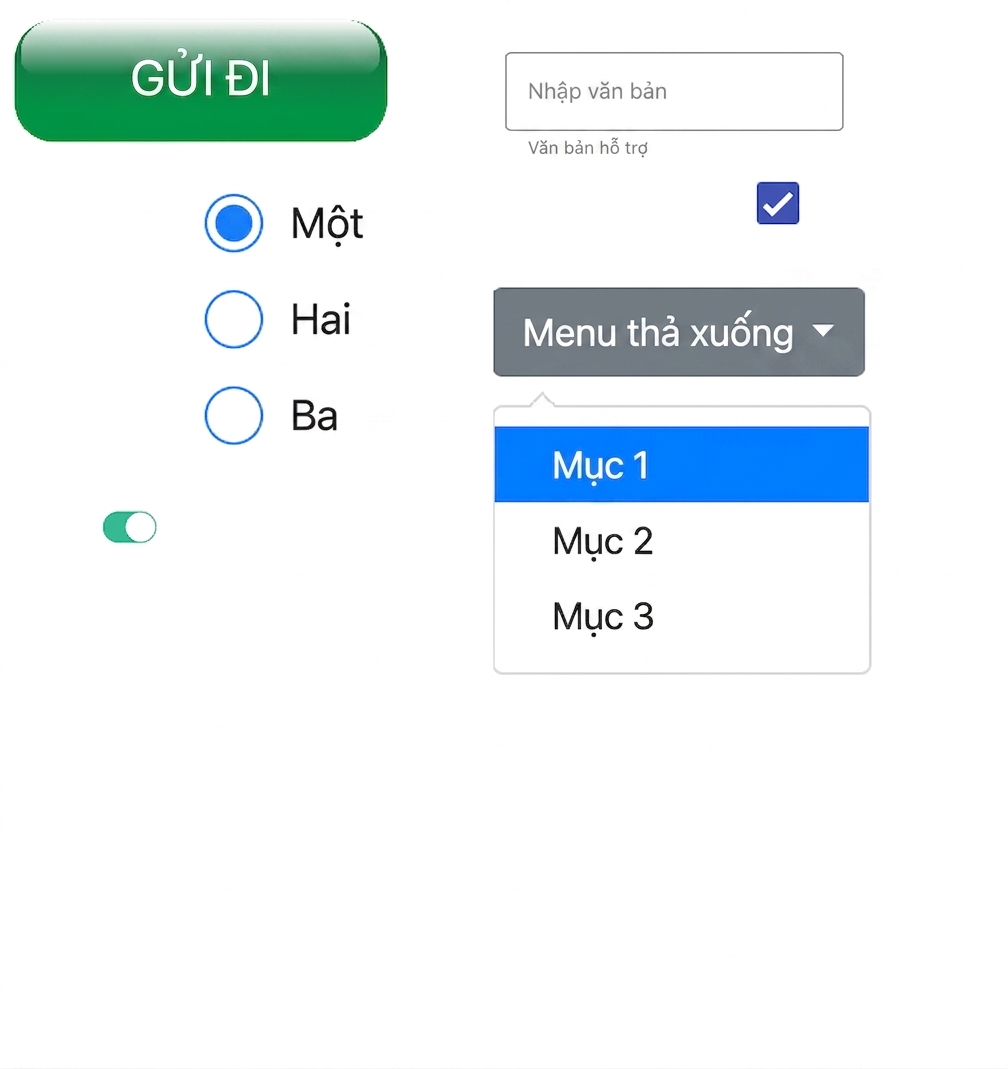 các thành phần giao diện người dùng khác nhau