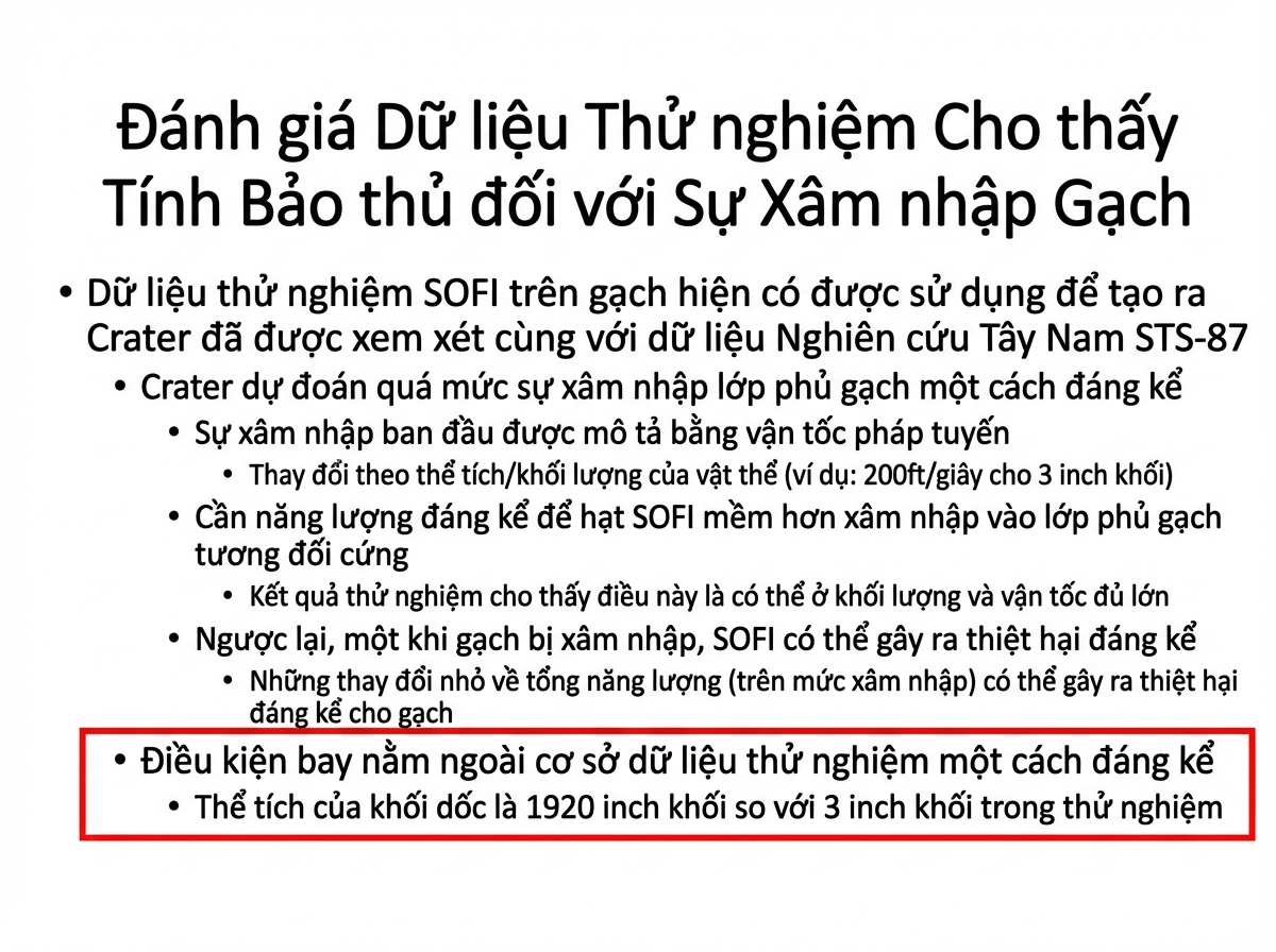 slide cảnh báo về chuyến bay tàu con thoi không an toàn