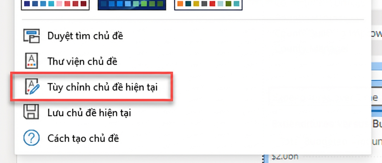 Tùy chỉnh chủ đề hiện tại.