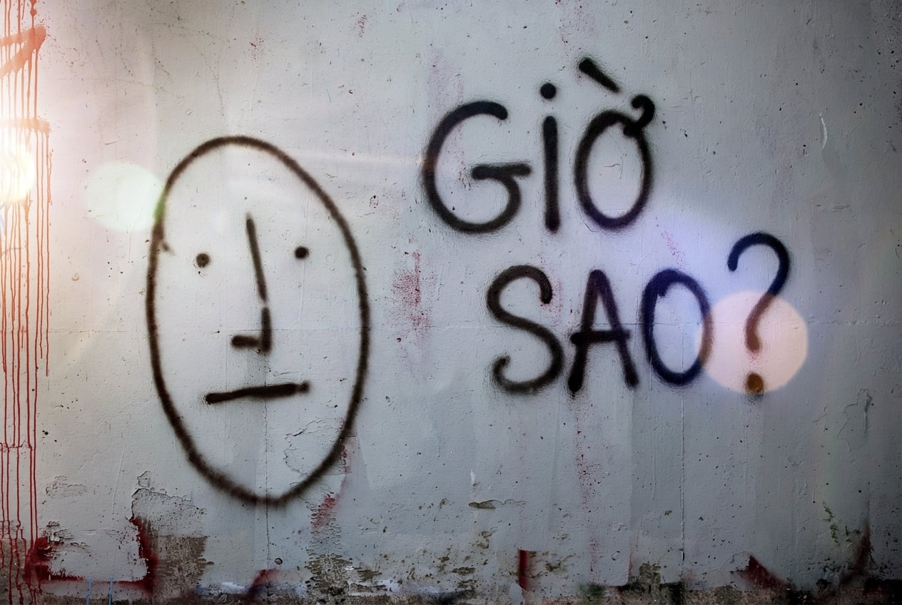 dòng chữ graffiti trên tường hỏi "bây giờ làm gì"