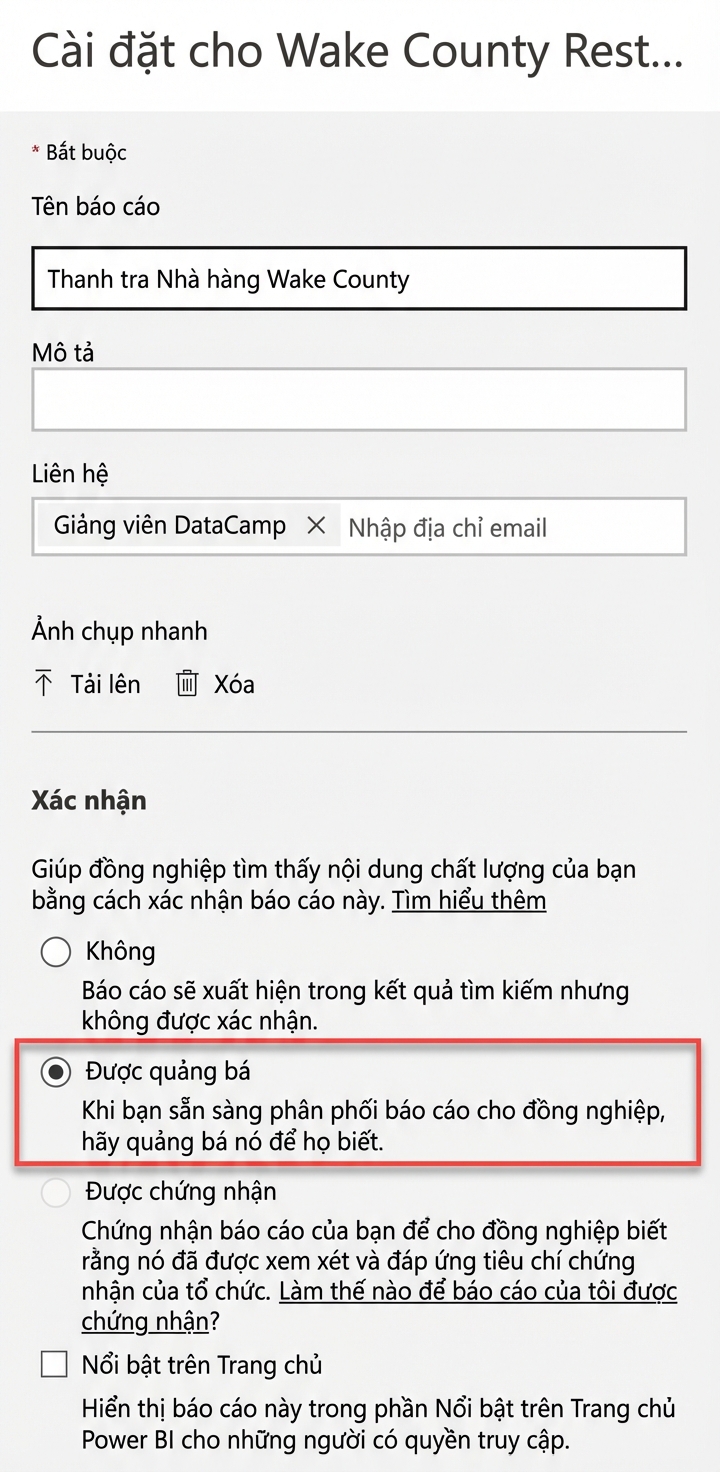Quảng bá một báo cáo
