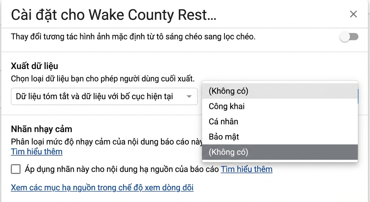Thêm nhãn độ nhạy cho một báo cáo.