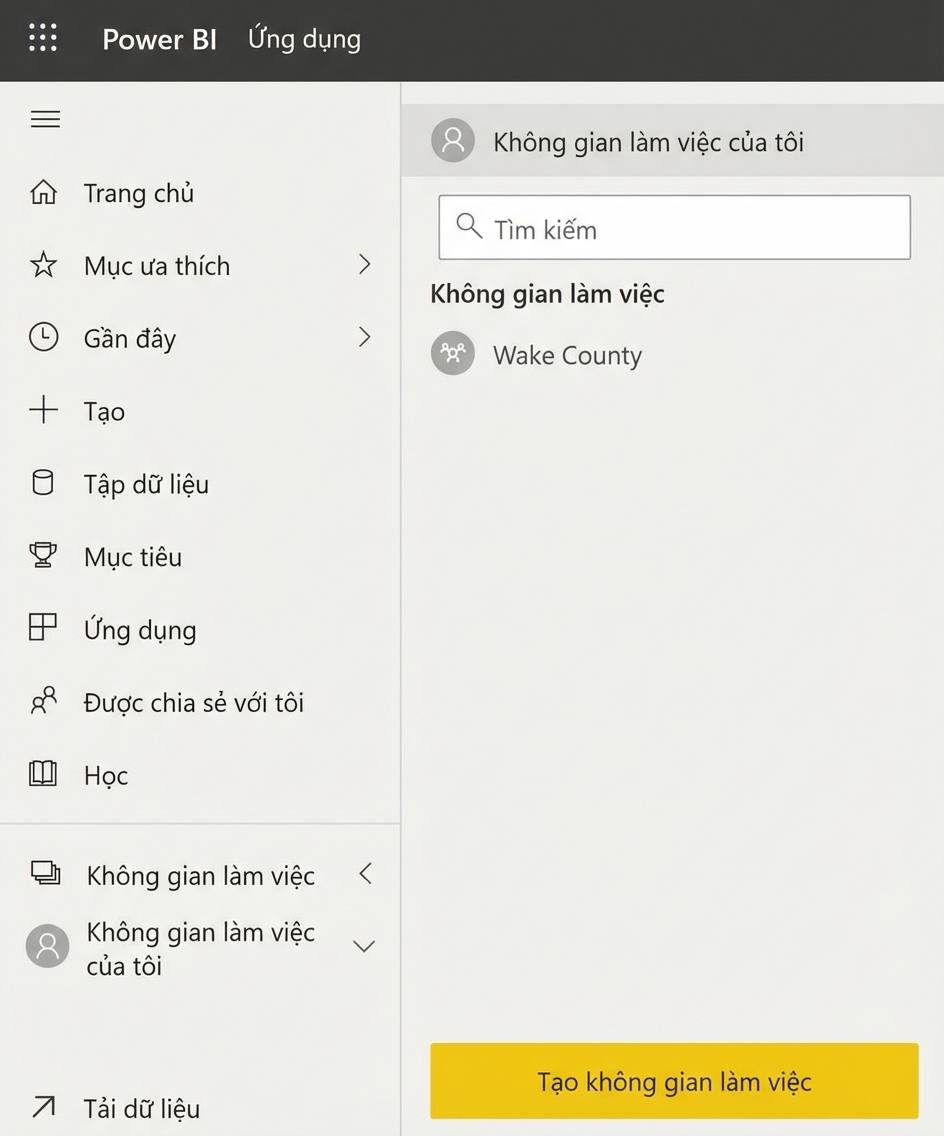 Xem các workspace hiện có của một người dùng