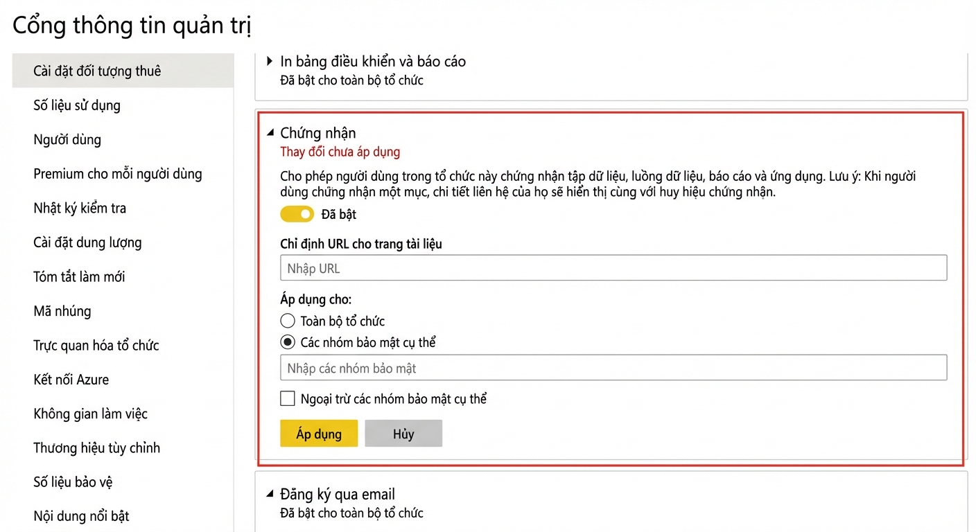 Thiết lập chứng nhận