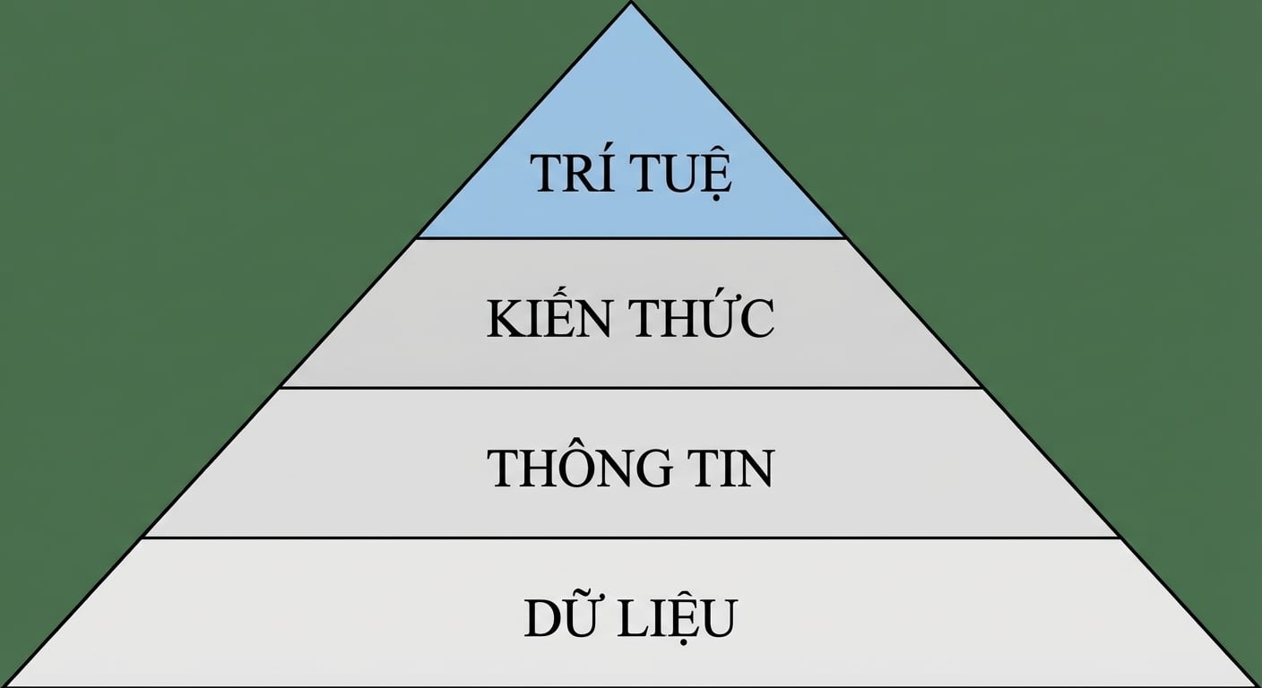 sơ đồ kim tự tháp DIKW với bước wisdom được tô sáng