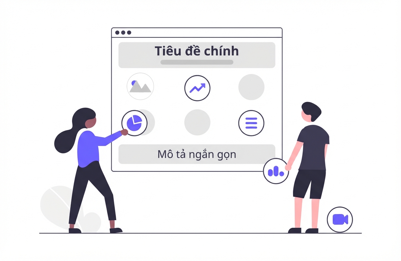 Minh họa hai người đang ghép các loại dữ liệu khác nhau