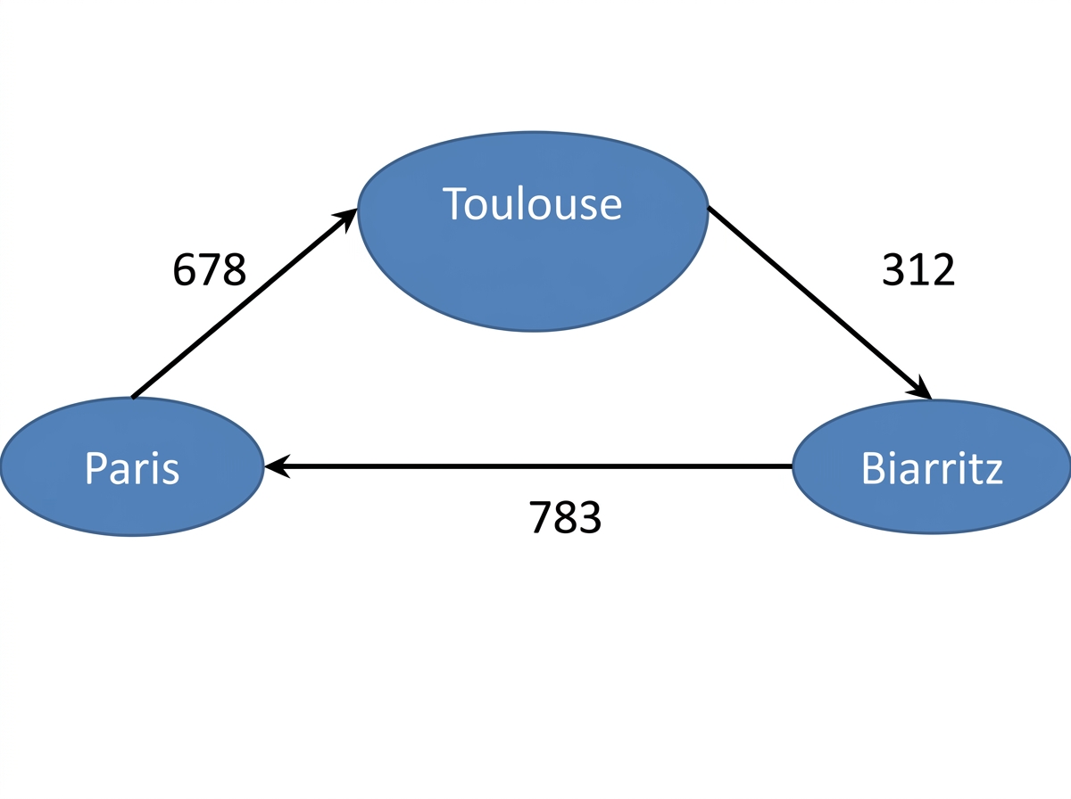 Representation of a weighted graph.