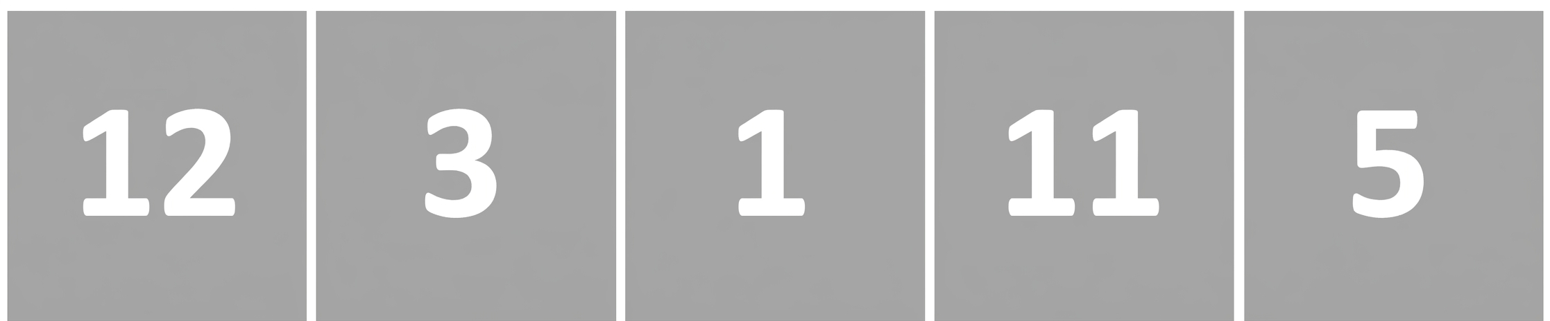 A schematic representation of a list with unordered numbers.